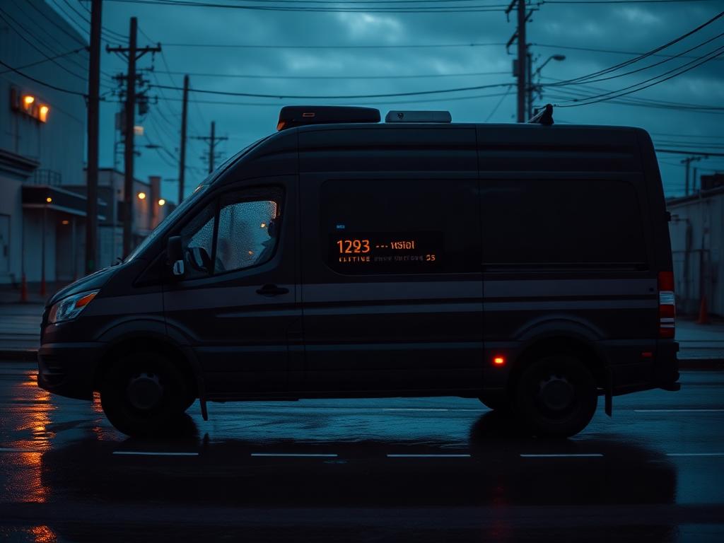 Service van at dusk